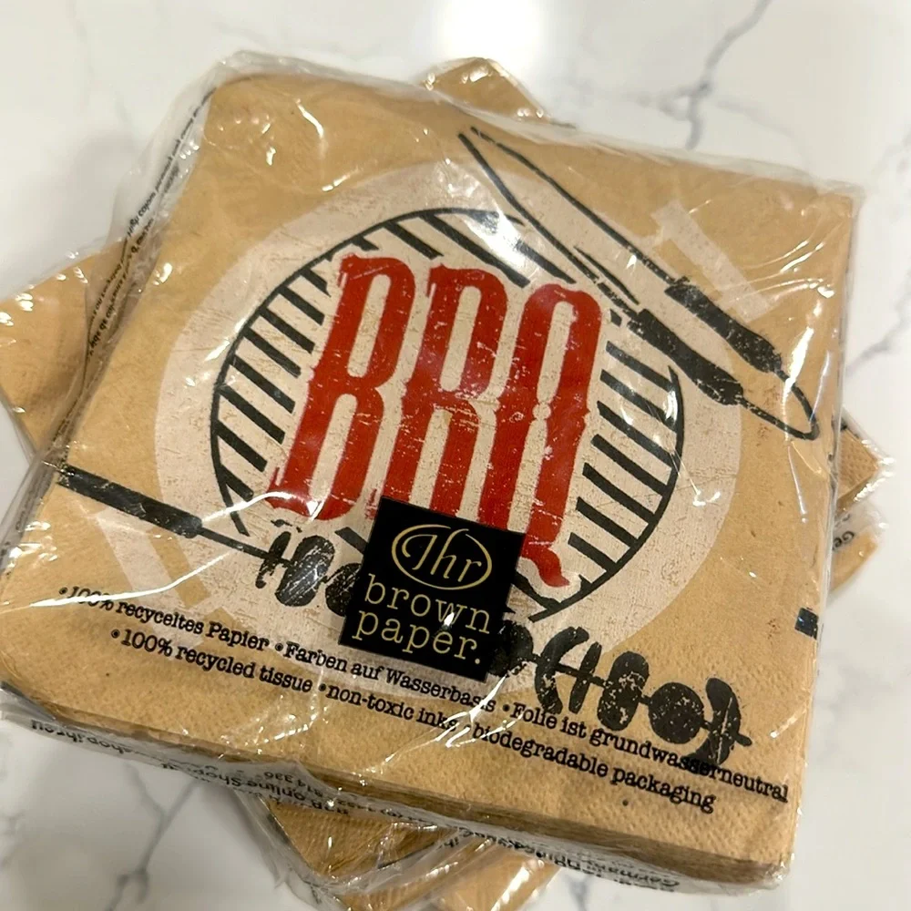 NWT Ideal Home Range Bundle of 6 Brown Paper BBQ Theme Party Napkins